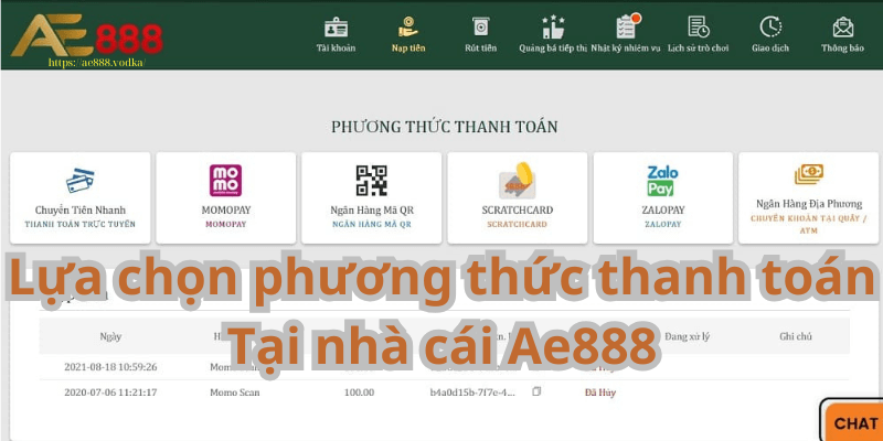 Lựa chọn phương thức thanh toán Tại nhà cái Ae888